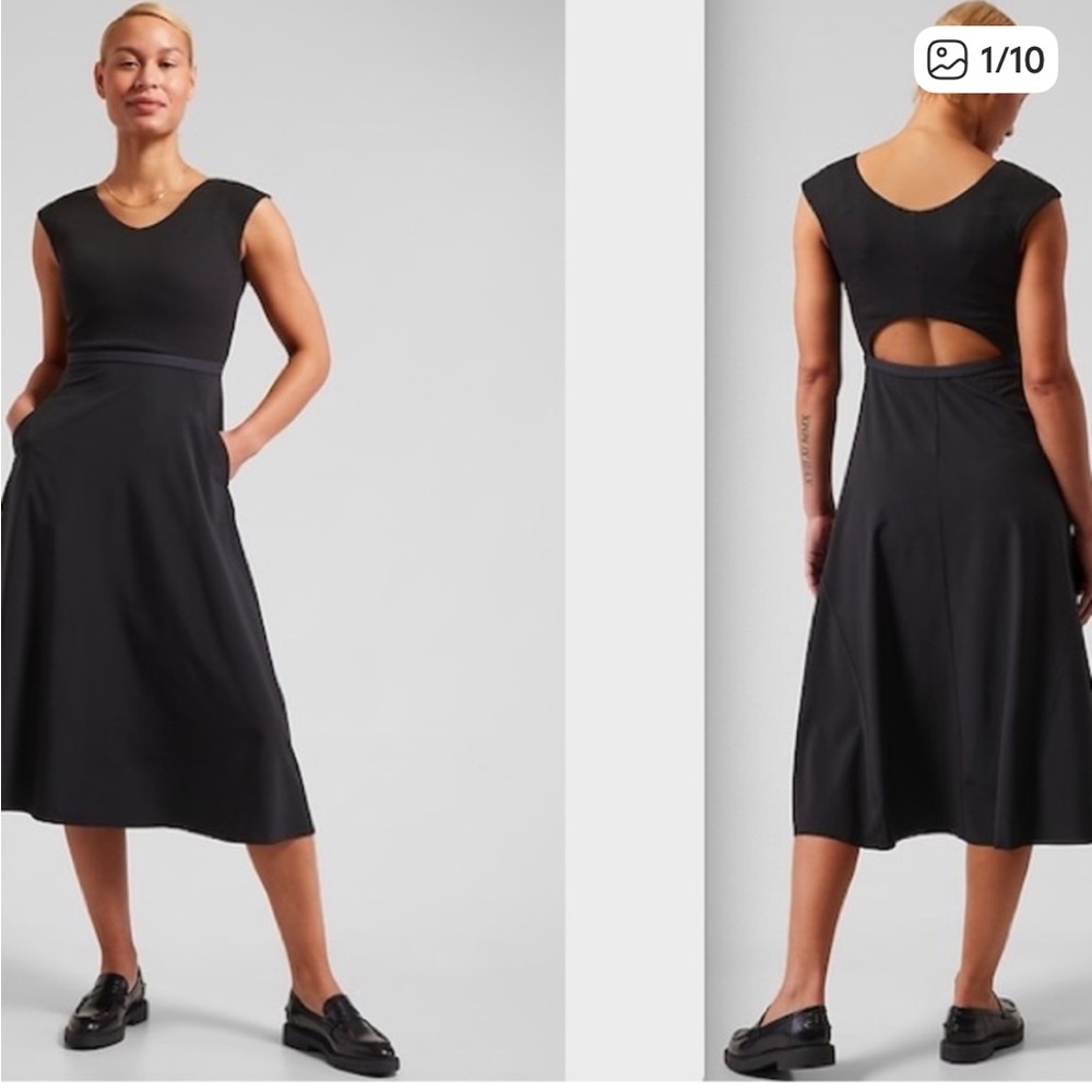 Athleta Rider Black Sleeveless Midi Dress XS